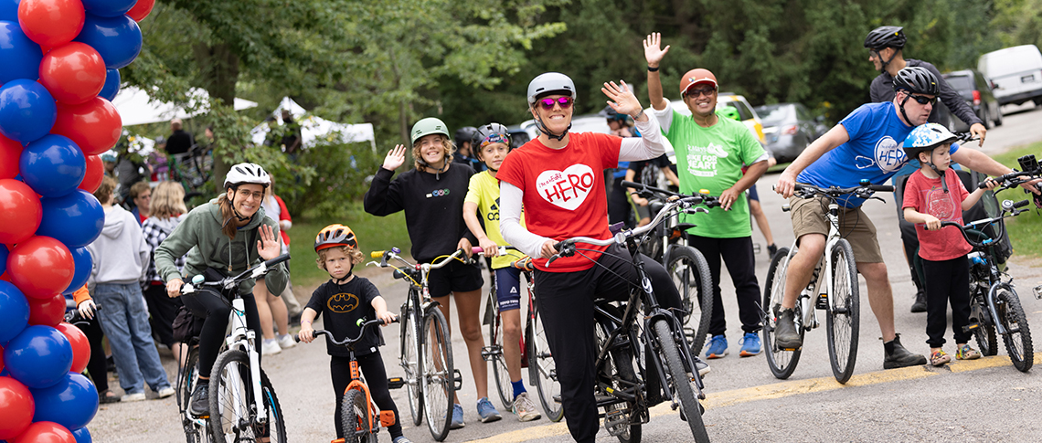 Cyclists at the Hike & Bike for Heart starting line